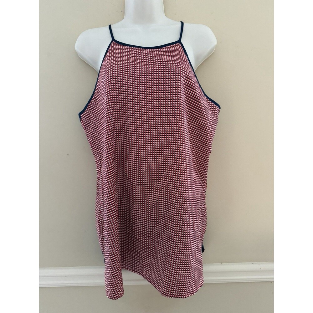 ANN TAYLOR Womens Sz SP Red White Blue Sleeveless Top Large Loose Fit Tank Top